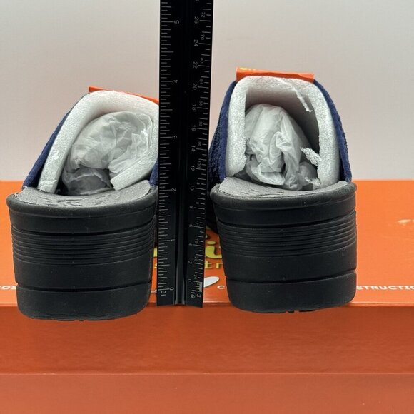 So Lite by Easy Street Airy Sandals 7N Navy Stretch Comfort Wedge Slip-On Shoes - Picture 4 of 9